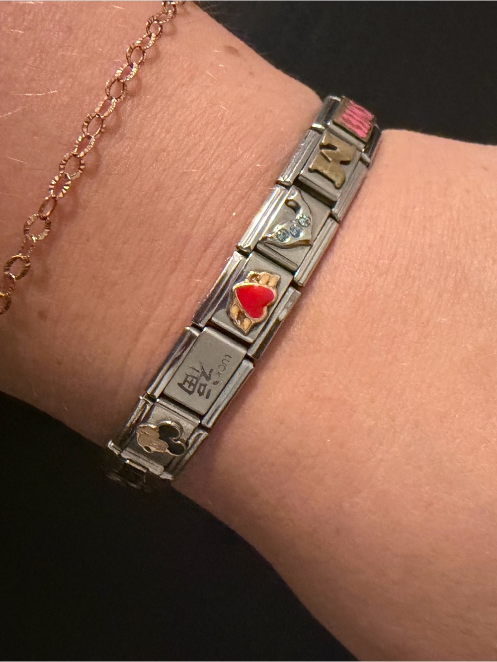 Silver-Tone Italian Link Charm Bracelet with Multicolor Accents - Picture 3 of 9